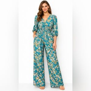 Kachel Floral Wide Leg Jumpsuit Boho Anthropologie Style